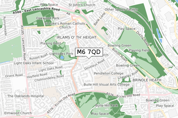 M6 7QD map - small scale - OS Open Zoomstack (Ordnance Survey)