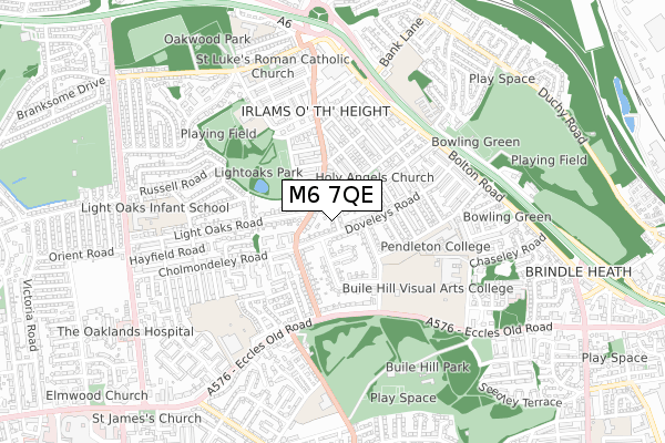 M6 7QE map - small scale - OS Open Zoomstack (Ordnance Survey)