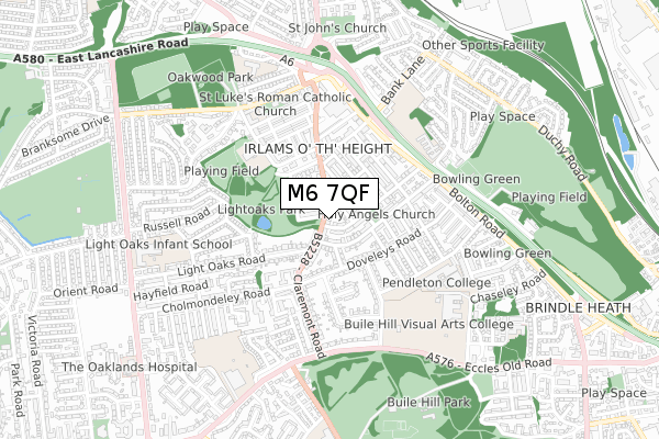 M6 7QF map - small scale - OS Open Zoomstack (Ordnance Survey)