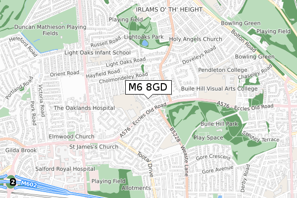 M6 8GD map - small scale - OS Open Zoomstack (Ordnance Survey)