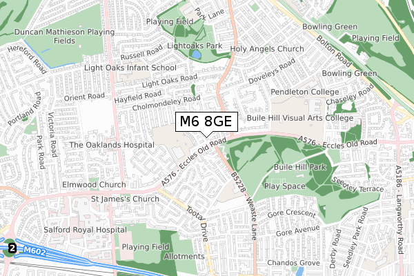M6 8GE map - small scale - OS Open Zoomstack (Ordnance Survey)