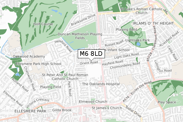 M6 8LD map - small scale - OS Open Zoomstack (Ordnance Survey)