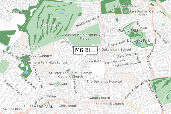 M6 8LL map - small scale - OS Open Zoomstack (Ordnance Survey)