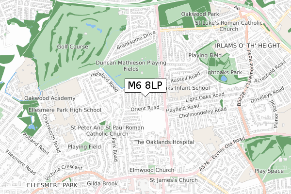 M6 8LP map - small scale - OS Open Zoomstack (Ordnance Survey)