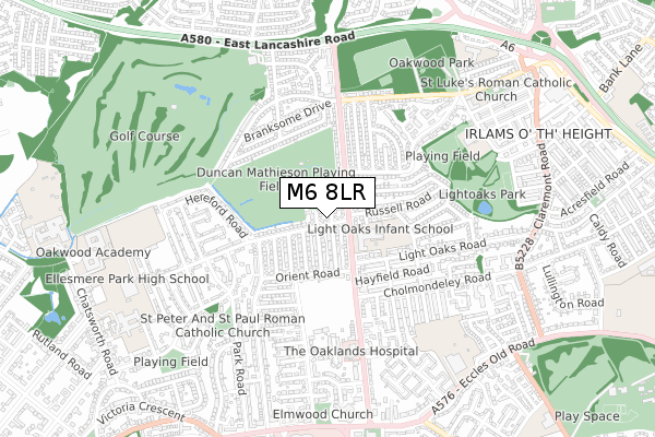 M6 8LR map - small scale - OS Open Zoomstack (Ordnance Survey)