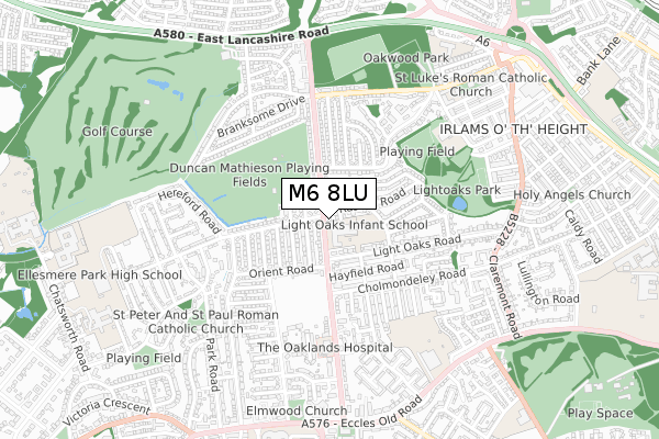 M6 8LU map - small scale - OS Open Zoomstack (Ordnance Survey)