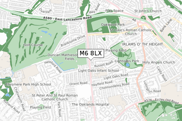 M6 8LX map - small scale - OS Open Zoomstack (Ordnance Survey)