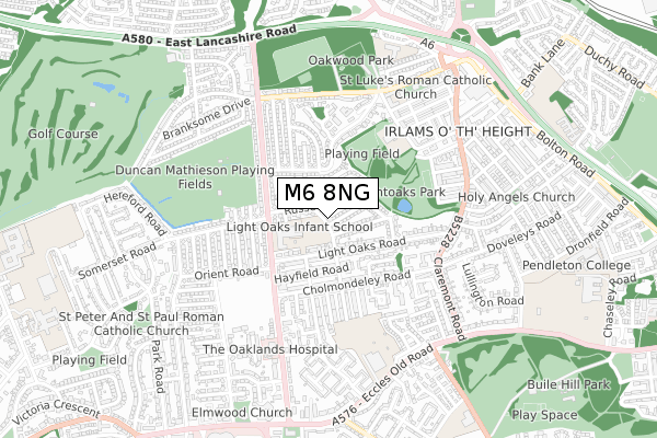 M6 8NG map - small scale - OS Open Zoomstack (Ordnance Survey)