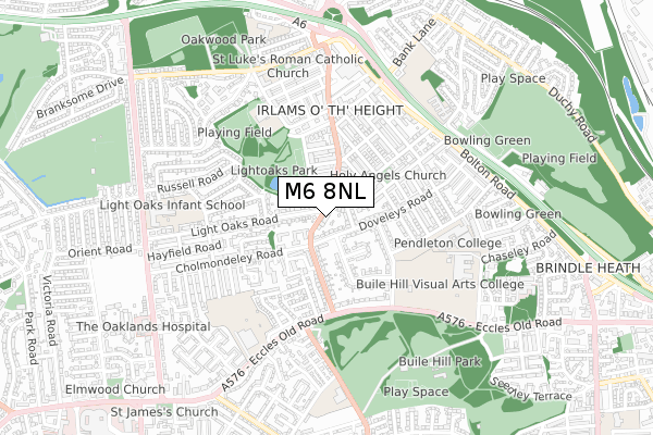 M6 8NL map - small scale - OS Open Zoomstack (Ordnance Survey)