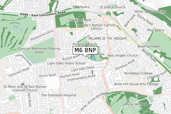 M6 8NP map - small scale - OS Open Zoomstack (Ordnance Survey)