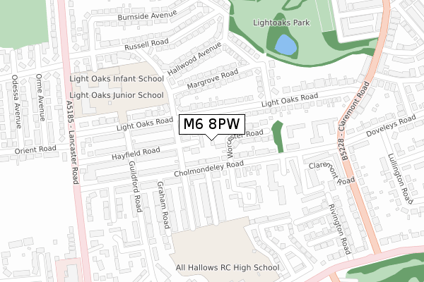 M6 8PW map - large scale - OS Open Zoomstack (Ordnance Survey)