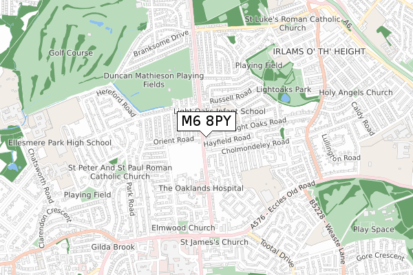 M6 8PY map - small scale - OS Open Zoomstack (Ordnance Survey)