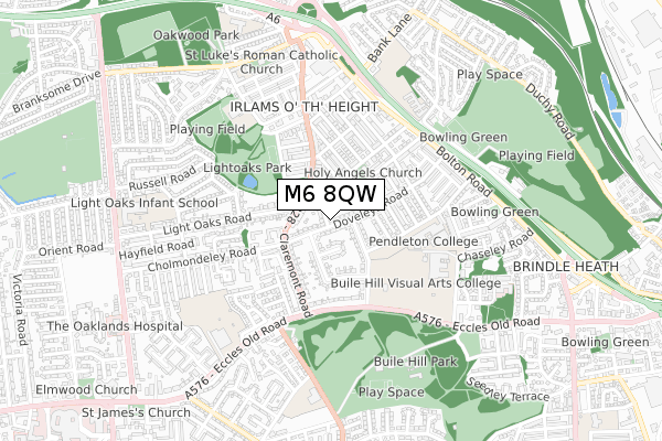 M6 8QW map - small scale - OS Open Zoomstack (Ordnance Survey)