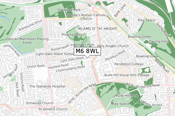 M6 8WL map - small scale - OS Open Zoomstack (Ordnance Survey)