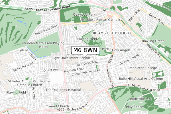 M6 8WN map - small scale - OS Open Zoomstack (Ordnance Survey)