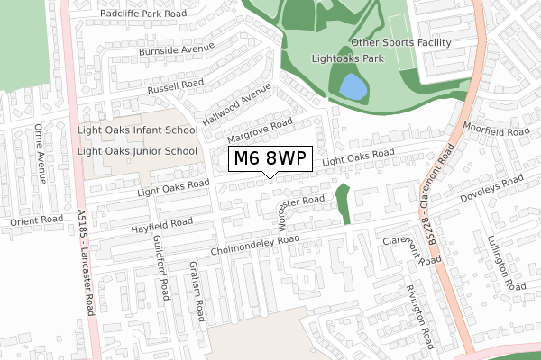 M6 8WP map - large scale - OS Open Zoomstack (Ordnance Survey)