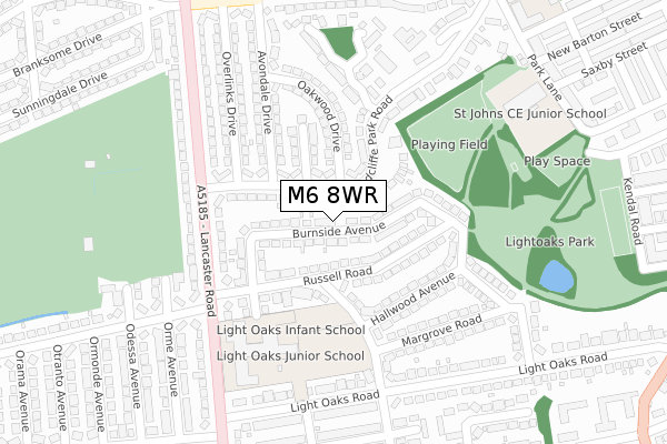 M6 8WR map - large scale - OS Open Zoomstack (Ordnance Survey)