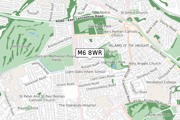 M6 8WR map - small scale - OS Open Zoomstack (Ordnance Survey)