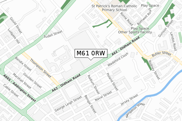 M61 0RW map - large scale - OS Open Zoomstack (Ordnance Survey)