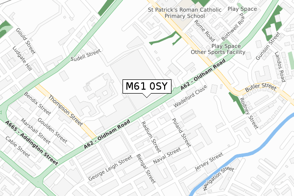 M61 0SY map - large scale - OS Open Zoomstack (Ordnance Survey)