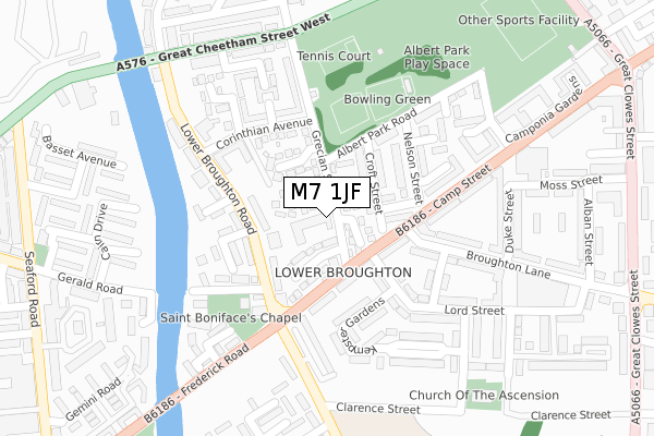 M7 1JF map - large scale - OS Open Zoomstack (Ordnance Survey)