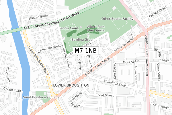 M7 1NB map - large scale - OS Open Zoomstack (Ordnance Survey)