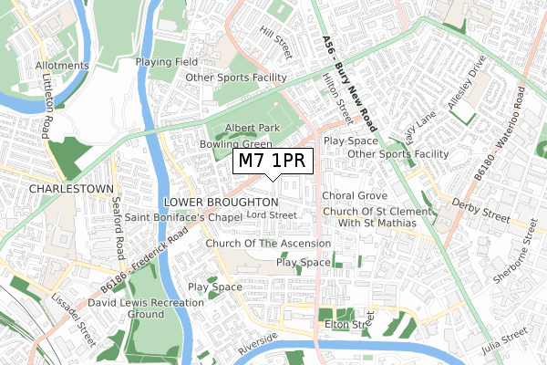 M7 1PR map - small scale - OS Open Zoomstack (Ordnance Survey)