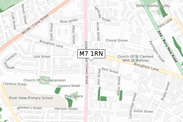 M7 1RN map - large scale - OS Open Zoomstack (Ordnance Survey)