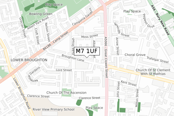 M7 1UF map - large scale - OS Open Zoomstack (Ordnance Survey)