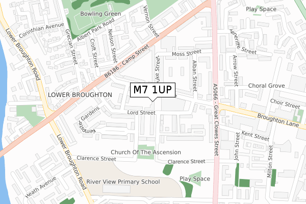 M7 1UP map - large scale - OS Open Zoomstack (Ordnance Survey)
