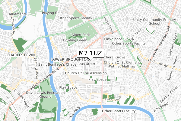 M7 1UZ map - small scale - OS Open Zoomstack (Ordnance Survey) M7 1UZ map - small scale - OS Open Zoomstack (Ordnance Survey)