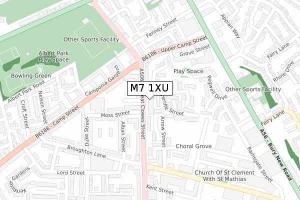 M7 1XU map - large scale - OS Open Zoomstack (Ordnance Survey)