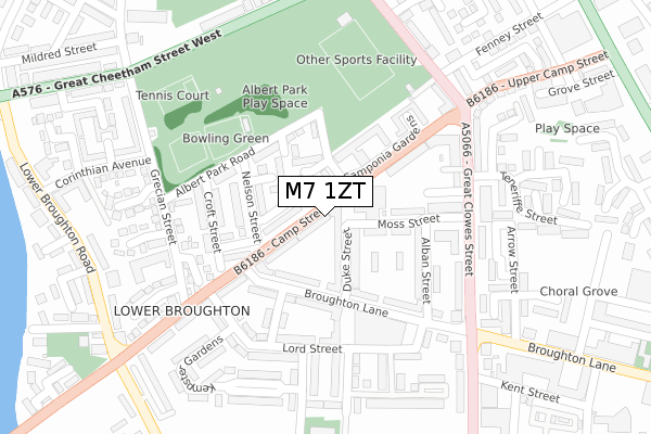 M7 1ZT map - large scale - OS Open Zoomstack (Ordnance Survey)