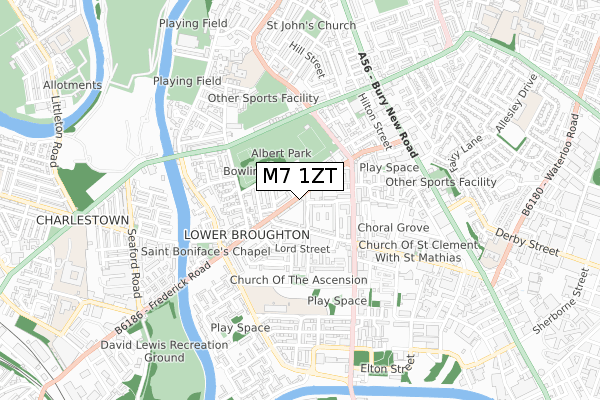 M7 1ZT map - small scale - OS Open Zoomstack (Ordnance Survey)