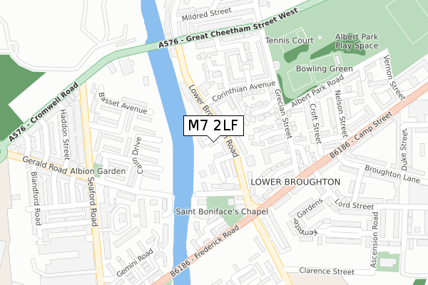 M7 2LF map - large scale - OS Open Zoomstack (Ordnance Survey)