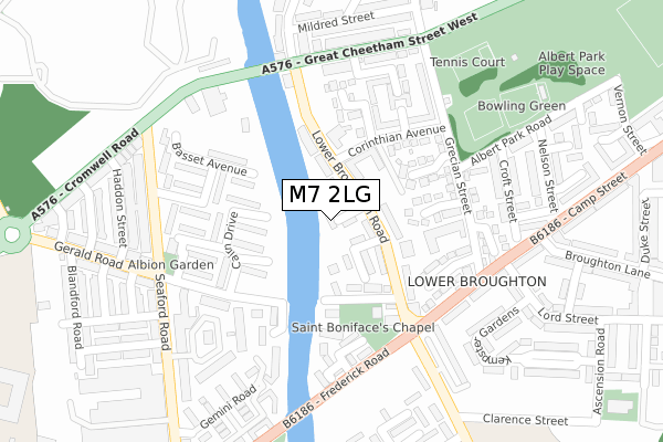 M7 2LG map - large scale - OS Open Zoomstack (Ordnance Survey)