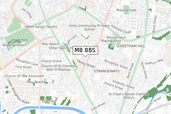 M8 8BS map - small scale - OS Open Zoomstack (Ordnance Survey)