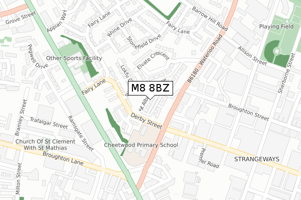 M8 8BZ map - large scale - OS Open Zoomstack (Ordnance Survey)