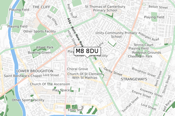 M8 8DU map - small scale - OS Open Zoomstack (Ordnance Survey)