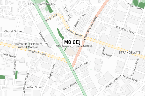 M8 8EJ map - large scale - OS Open Zoomstack (Ordnance Survey)