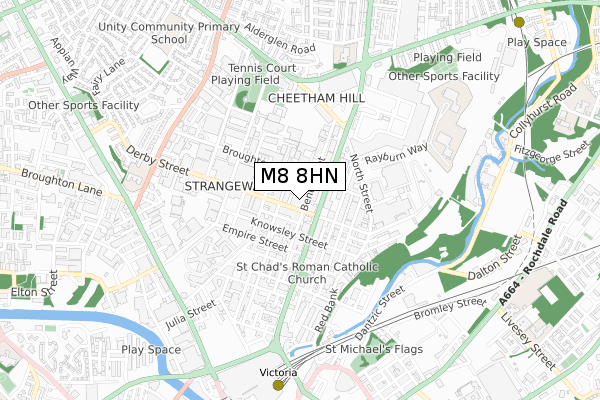 M8 8HN map - small scale - OS Open Zoomstack (Ordnance Survey)