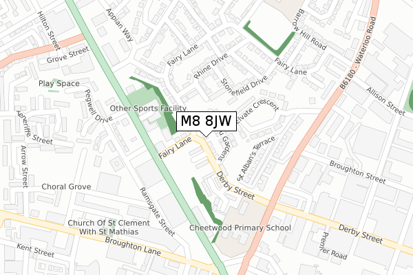 M8 8JW map - large scale - OS Open Zoomstack (Ordnance Survey)