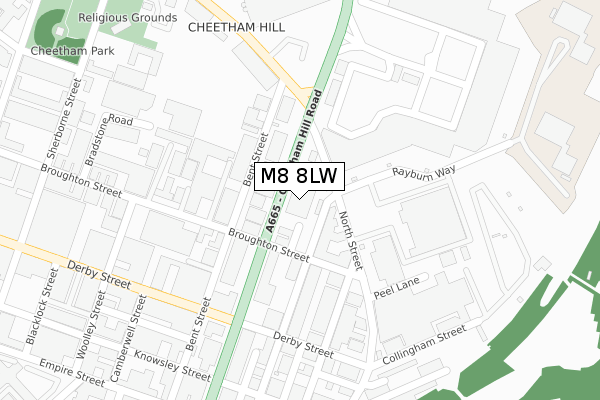 M8 8LW map - large scale - OS Open Zoomstack (Ordnance Survey)