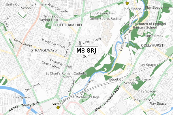 M8 8RJ map - small scale - OS Open Zoomstack (Ordnance Survey)