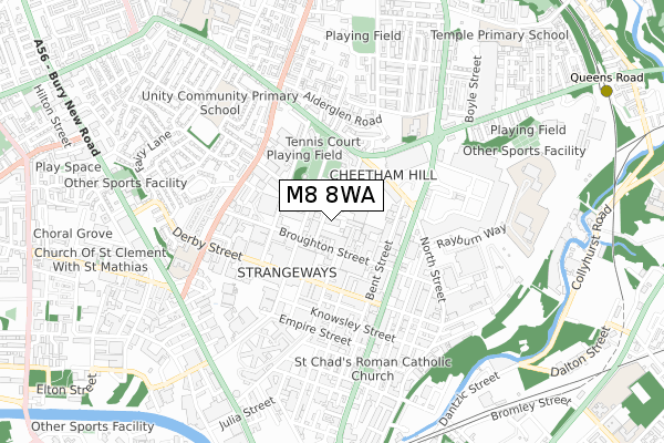 M8 8WA map - small scale - OS Open Zoomstack (Ordnance Survey)