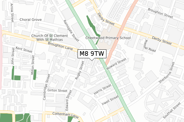 M8 9TW map - large scale - OS Open Zoomstack (Ordnance Survey)