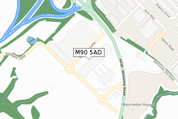 M90 5AD map - large scale - OS Open Zoomstack (Ordnance Survey)