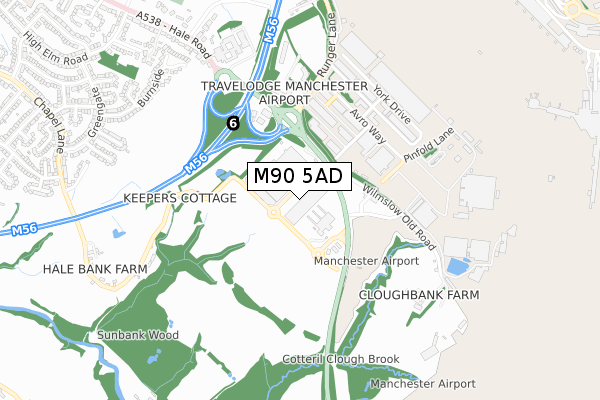 M90 5AD map - small scale - OS Open Zoomstack (Ordnance Survey)