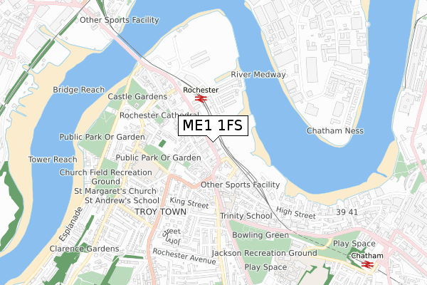 ME1 1FS map - small scale - OS Open Zoomstack (Ordnance Survey)