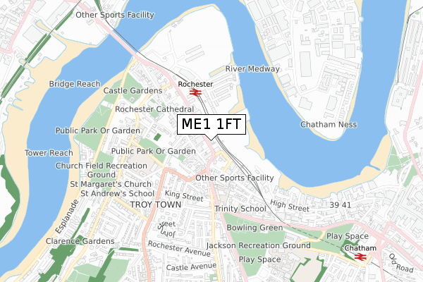 ME1 1FT map - small scale - OS Open Zoomstack (Ordnance Survey)